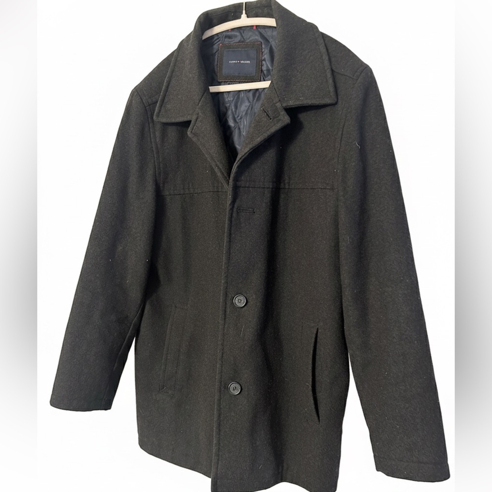 Tommy Hilfiger Men’s Wool Blend Quilted Peacoat - Charcoal Gray
B4